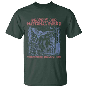 Protect Our National Parks Funny Cryptid Society Vintage Graphic T Shirt Bigfoot Mothman Wendigo Where Legends Still Roam Free