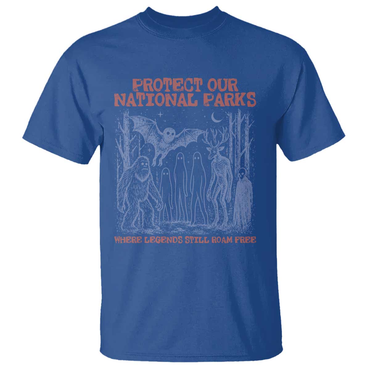 Protect Our National Parks Funny Cryptid Society Vintage Graphic T Shirt Bigfoot Mothman Wendigo Where Legends Still Roam Free