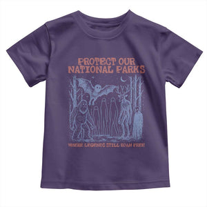 Protect Our National Parks Funny Cryptid Society Vintage Graphic Toddler T Shirt Bigfoot Mothman Wendigo Where Legends Still Roam Free