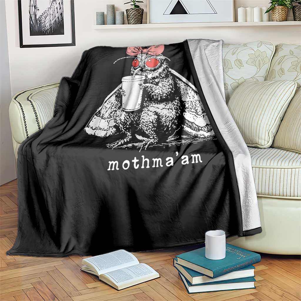 Mothma'am Pink Bow Cryptid Spooky Throw Blanket Funny Cute Coquette Mothman Legend Graphic