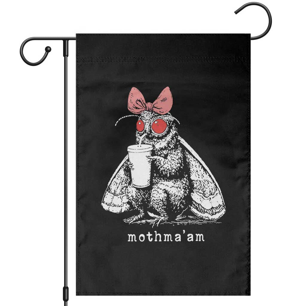Mothma'am Pink Bow Cryptid Spooky Garden Flag Funny Cute Coquette Mothman Legend Graphic TS02 Black Print Your Wear