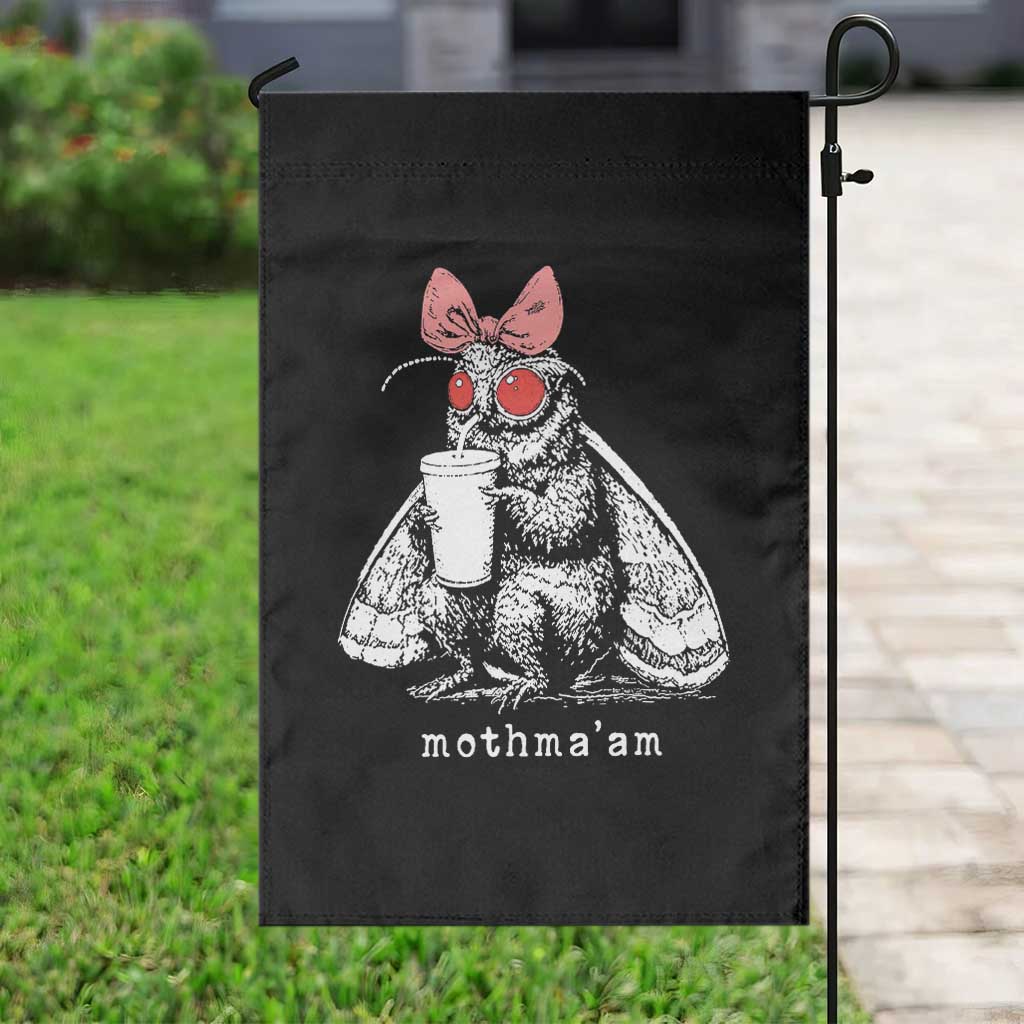 Mothma'am Pink Bow Cryptid Spooky Garden Flag Funny Cute Coquette Mothman Legend Graphic