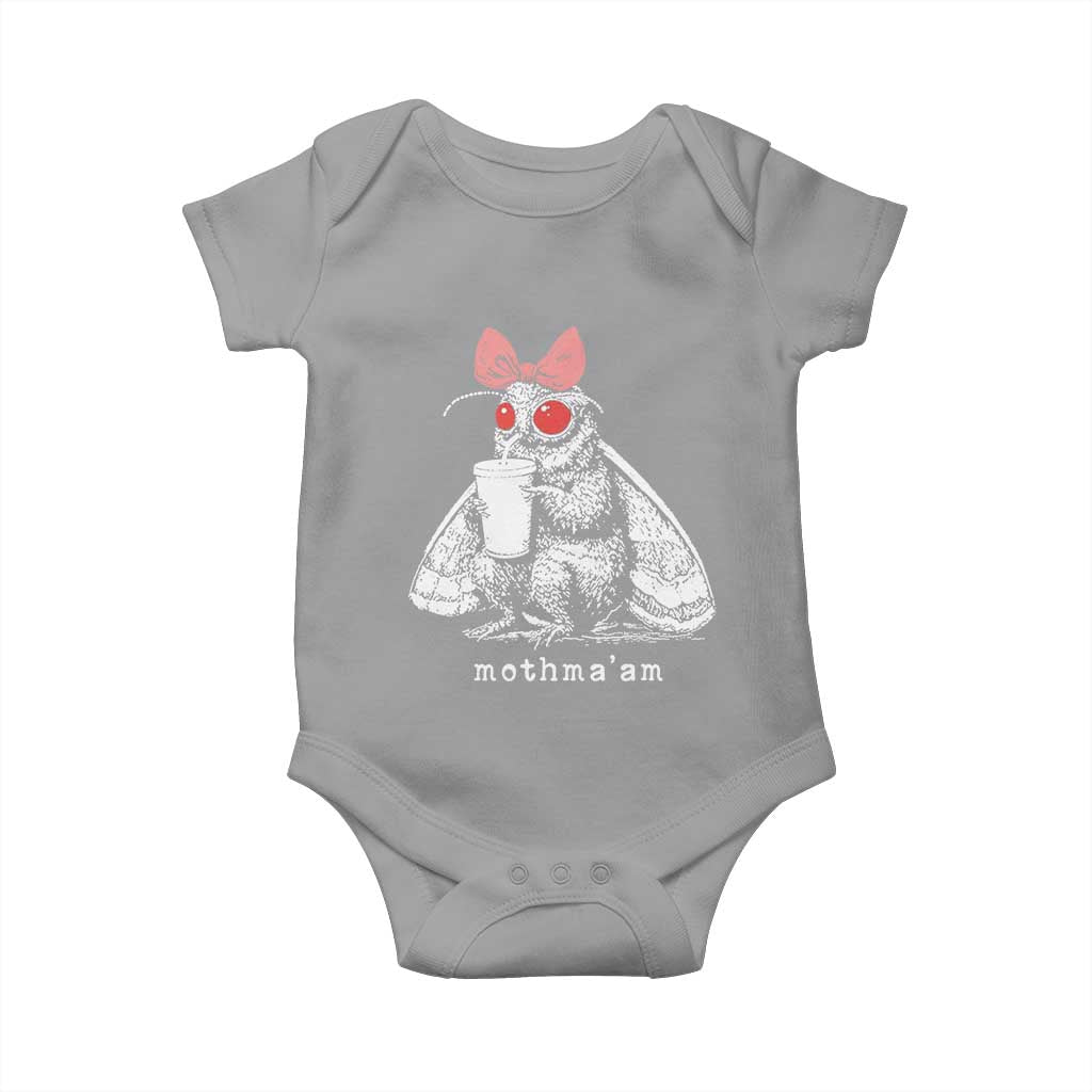 Mothma'am Pink Bow Cryptid Spooky Baby Onesie Funny Cute Coquette Mothman Legend Graphic