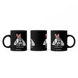 Mothma'am Pink Bow Cryptid Spooky Coffee Mug Funny Cute Coquette Mothman Legend Graphic