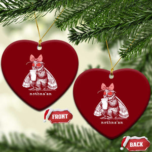 Mothma'am Pink Bow Cryptid Spooky Ceramic Ornament Funny Cute Coquette Mothman Legend Graphic