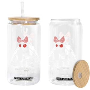 Mothma'am Pink Bow Cryptid Spooky Glass Can Funny Cute Coquette Mothman Legend Graphic