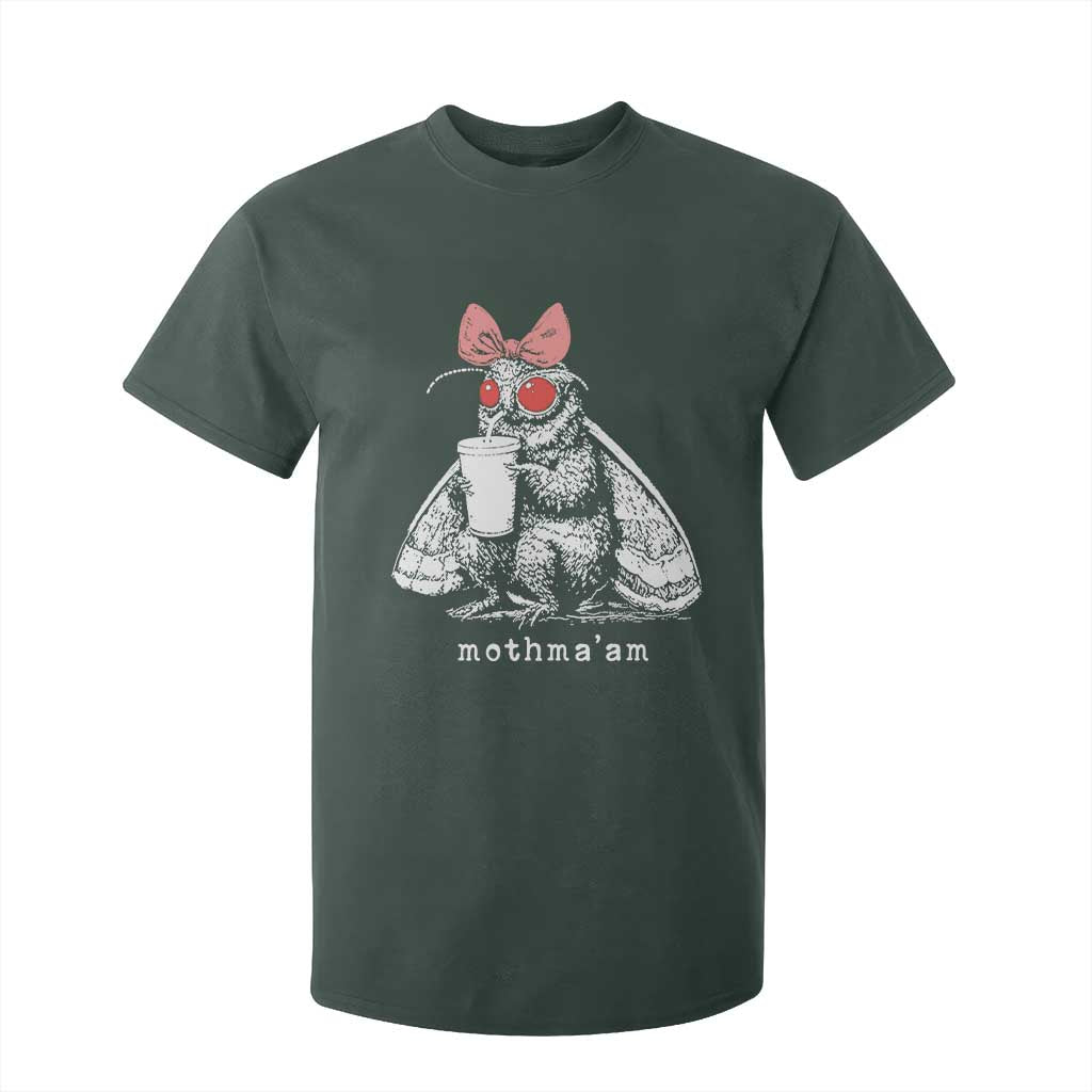 Mothma'am Pink Bow Cryptid Spooky T Shirt For Kid Funny Cute Coquette Mothman Legend Graphic