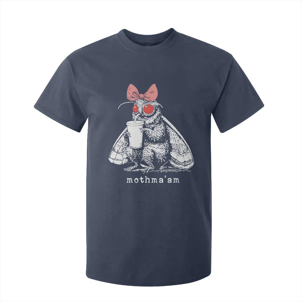Mothma'am Pink Bow Cryptid Spooky T Shirt For Kid Funny Cute Coquette Mothman Legend Graphic