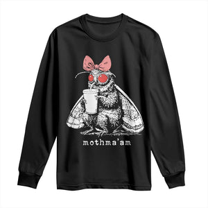 Mothma'am Pink Bow Cryptid Spooky Long Sleeve Shirt Funny Cute Coquette Mothman Legend Graphic
