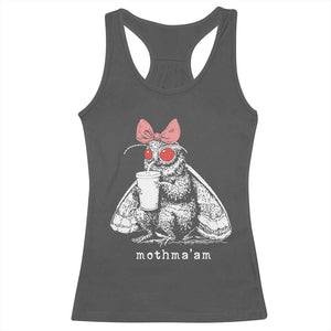 Mothma'am Pink Bow Cryptid Spooky Racerback Tank Top Funny Cute Coquette Mothman Legend Graphic