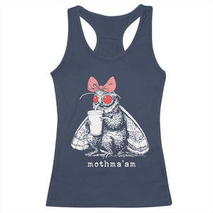 Mothma'am Pink Bow Cryptid Spooky Racerback Tank Top Funny Cute Coquette Mothman Legend Graphic