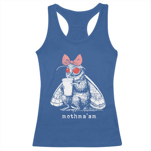 Mothma'am Pink Bow Cryptid Spooky Racerback Tank Top Funny Cute Coquette Mothman Legend Graphic