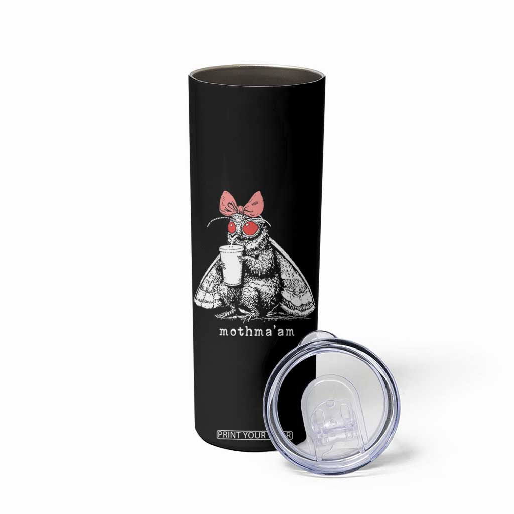 Mothma'am Pink Bow Cryptid Spooky Skinny Tumbler Funny Cute Coquette Mothman Legend Graphic