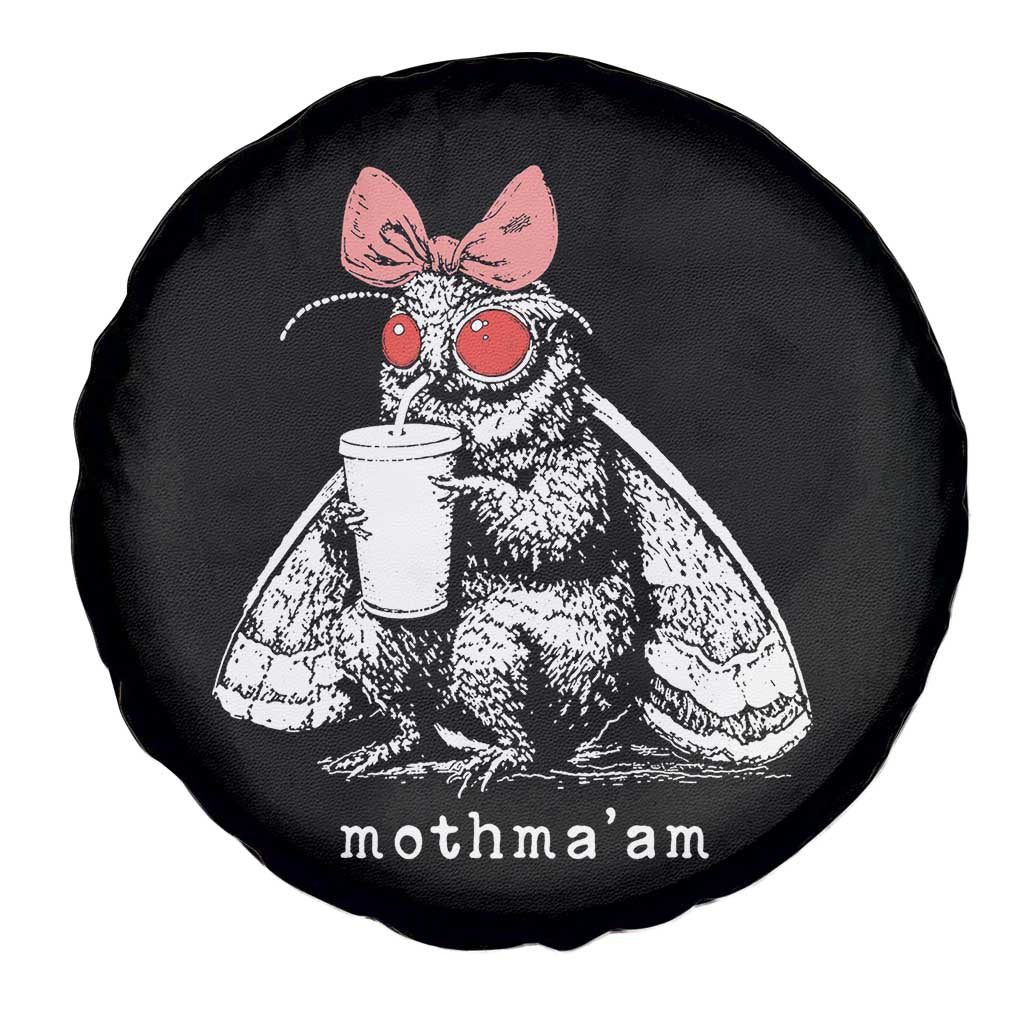 Mothma'am Pink Bow Cryptid Spooky Spare Tire Cover Funny Cute Coquette Mothman Legend Graphic