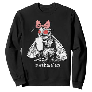 Mothma'am Pink Bow Cryptid Spooky Sweatshirt Funny Cute Coquette Mothman Legend Graphic