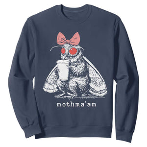 Mothma'am Pink Bow Cryptid Spooky Sweatshirt Funny Cute Coquette Mothman Legend Graphic