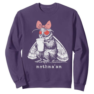 Mothma'am Pink Bow Cryptid Spooky Sweatshirt Funny Cute Coquette Mothman Legend Graphic