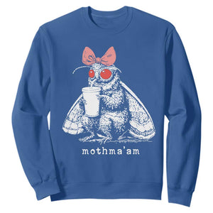 Mothma'am Pink Bow Cryptid Spooky Sweatshirt Funny Cute Coquette Mothman Legend Graphic