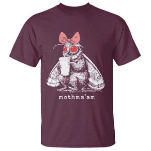 Mothma'am Pink Bow Cryptid Spooky T Shirt Funny Cute Coquette Mothman Legend Graphic
