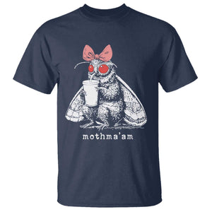 Mothma'am Pink Bow Cryptid Spooky T Shirt Funny Cute Coquette Mothman Legend Graphic