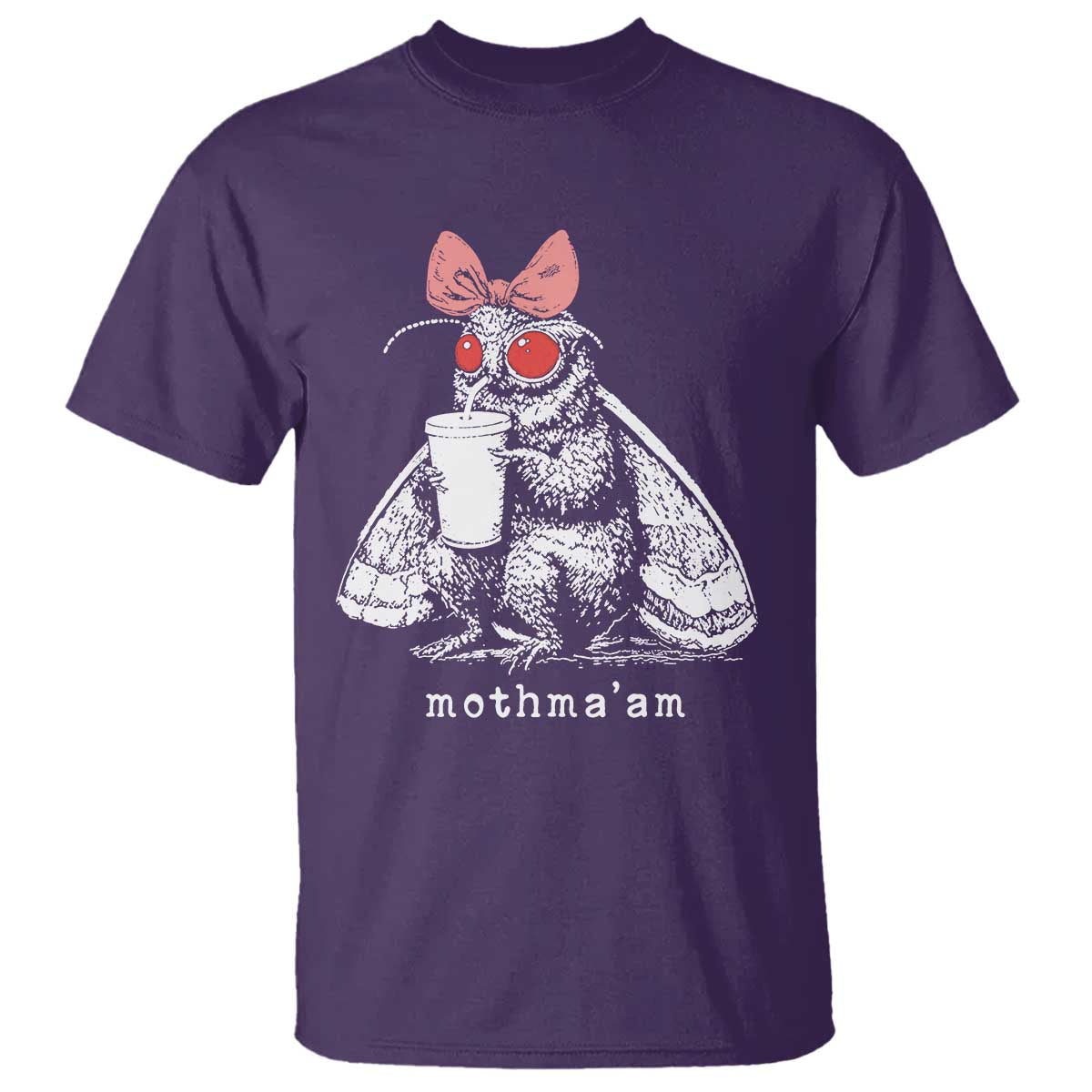 Mothma'am Pink Bow Cryptid Spooky T Shirt Funny Cute Coquette Mothman Legend Graphic