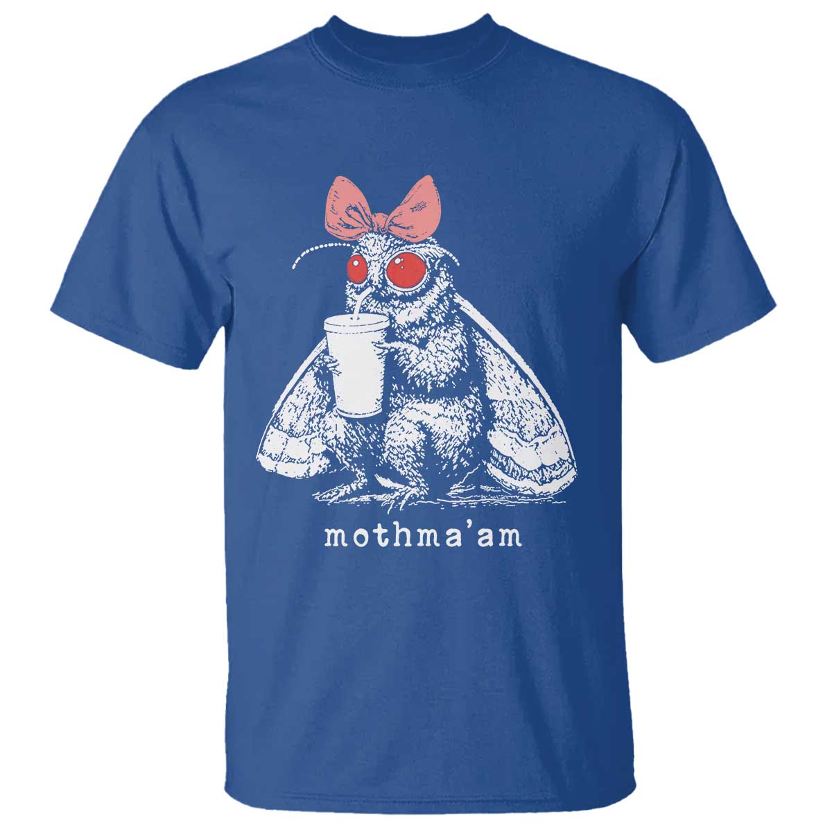 Mothma'am Pink Bow Cryptid Spooky T Shirt Funny Cute Coquette Mothman Legend Graphic