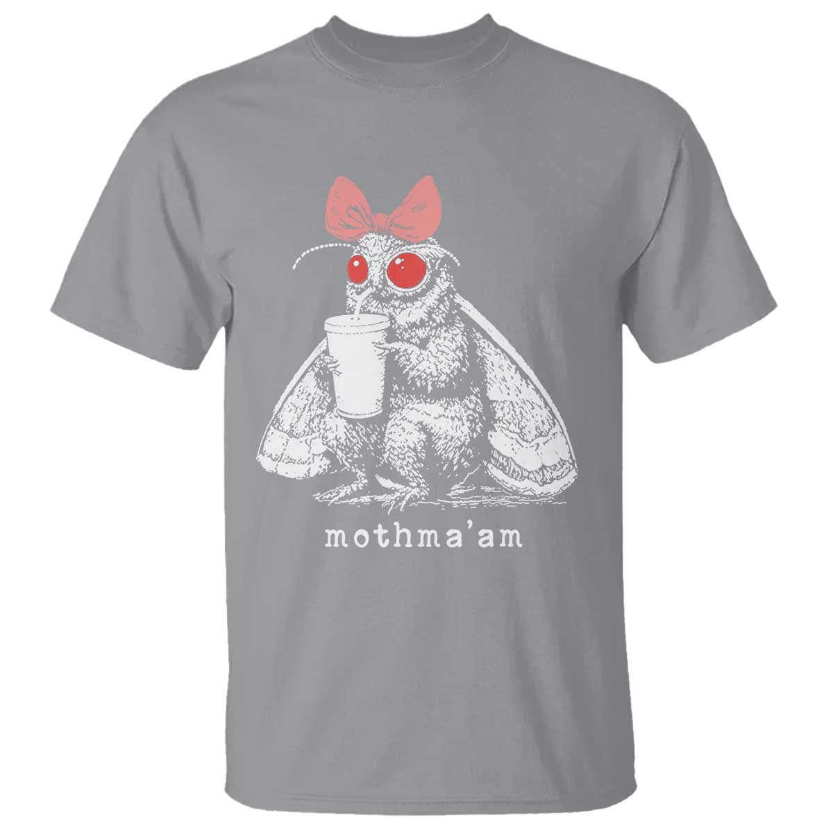 Mothma'am Pink Bow Cryptid Spooky T Shirt Funny Cute Coquette Mothman Legend Graphic