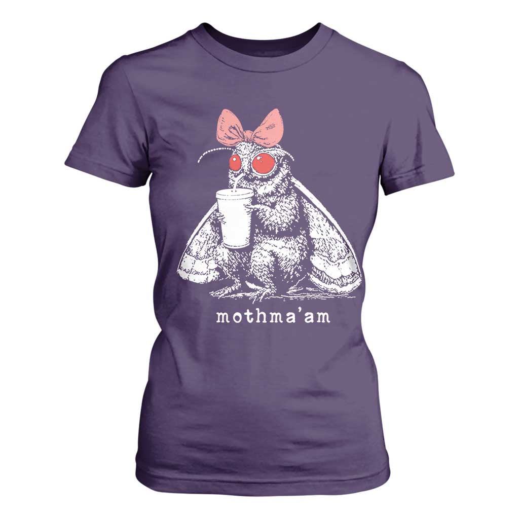 Mothma'am Pink Bow Cryptid Spooky T Shirt For Women Funny Cute Coquette Mothman Legend Graphic