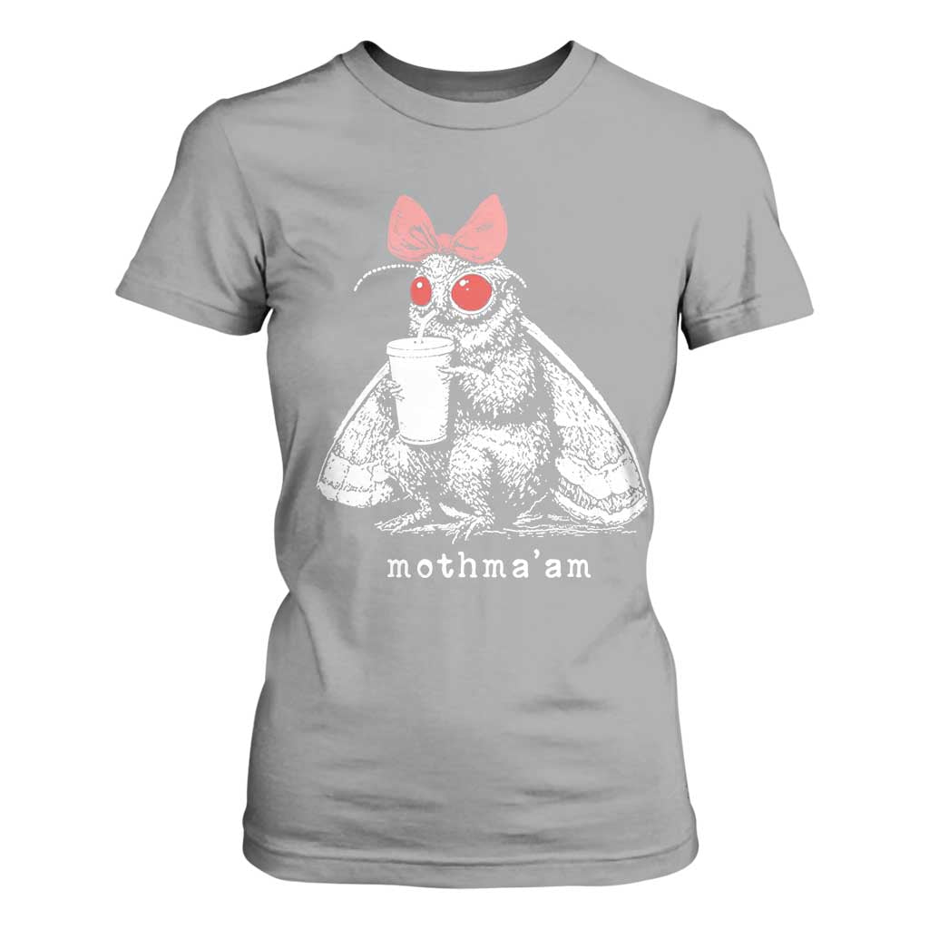 Mothma'am Pink Bow Cryptid Spooky T Shirt For Women Funny Cute Coquette Mothman Legend Graphic