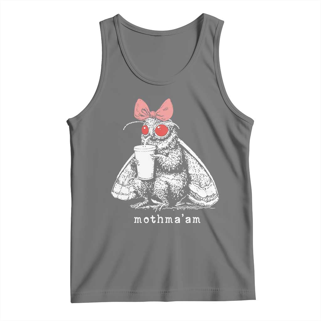 Mothma'am Pink Bow Cryptid Spooky Tank Top Funny Cute Coquette Mothman Legend Graphic