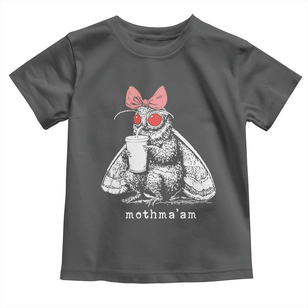 Mothma'am Pink Bow Cryptid Spooky Toddler T Shirt Funny Cute Coquette Mothman Legend Graphic
