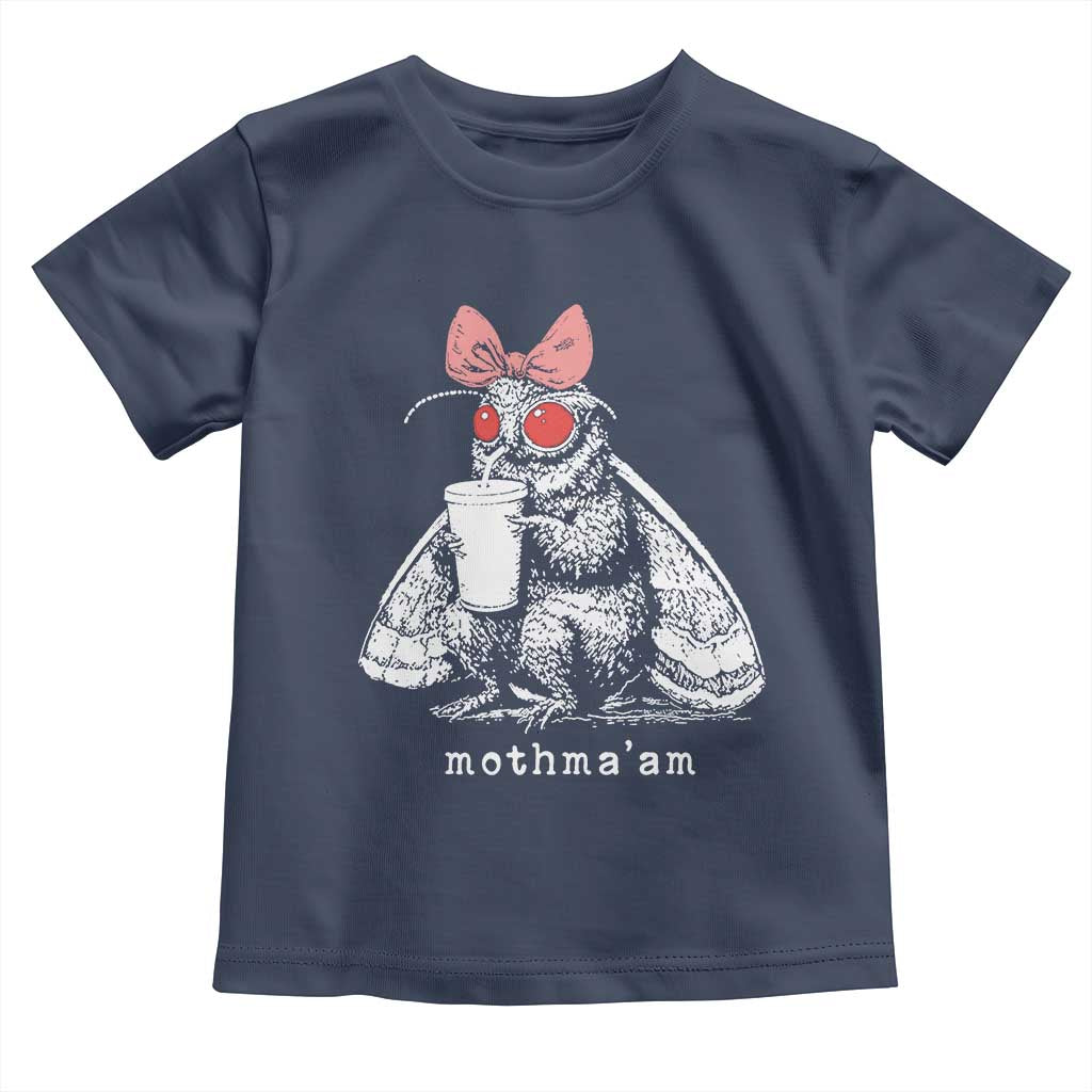 Mothma'am Pink Bow Cryptid Spooky Toddler T Shirt Funny Cute Coquette Mothman Legend Graphic
