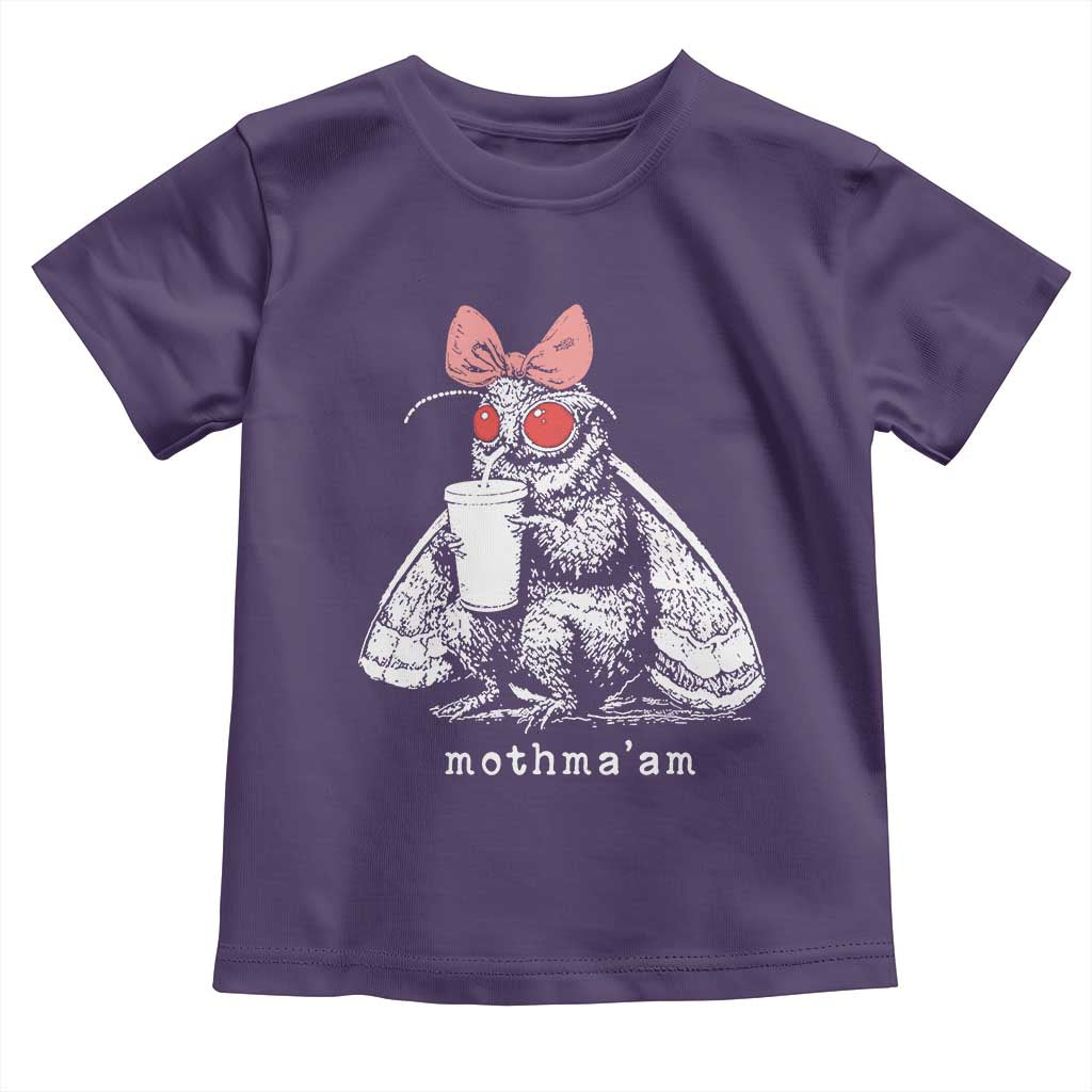 Mothma'am Pink Bow Cryptid Spooky Toddler T Shirt Funny Cute Coquette Mothman Legend Graphic