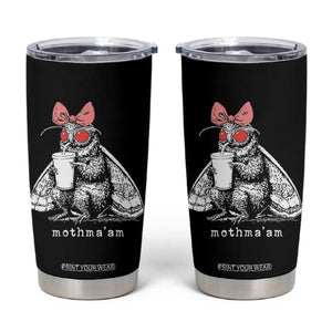 Mothma'am Pink Bow Cryptid Spooky Tumbler Cup Funny Cute Coquette Mothman Legend Graphic