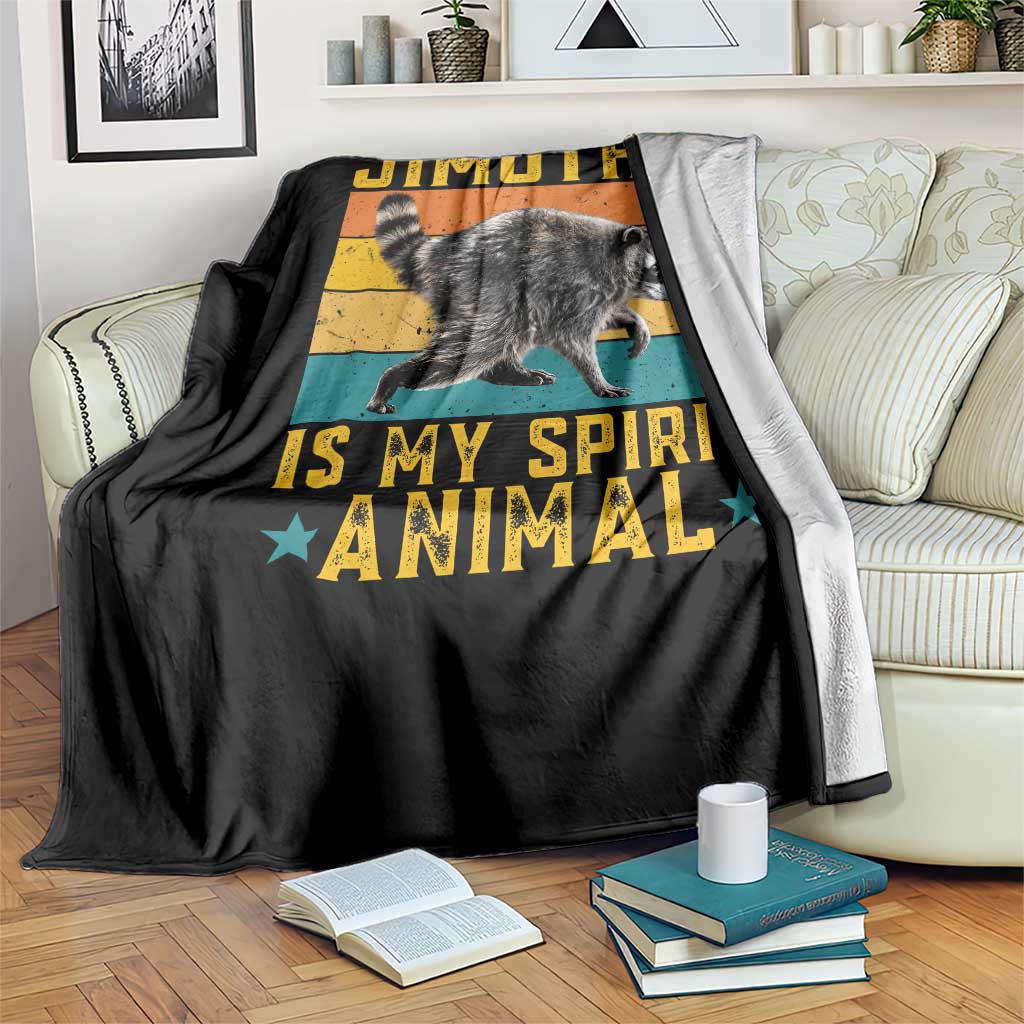 Jimothy Is My Spirit Animal Seattle Raccoon Lover Throw Blanket Retro Sunset Viral Ballard Trash Panda Graphic