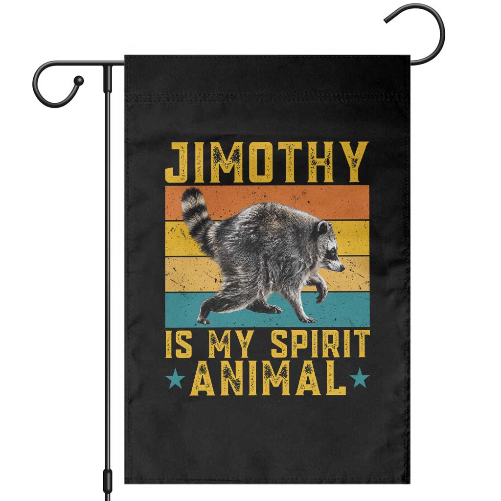 Jimothy Is My Spirit Animal Seattle Raccoon Lover Garden Flag Retro Sunset Viral Ballard Trash Panda Graphic TS02 Black Print Your Wear