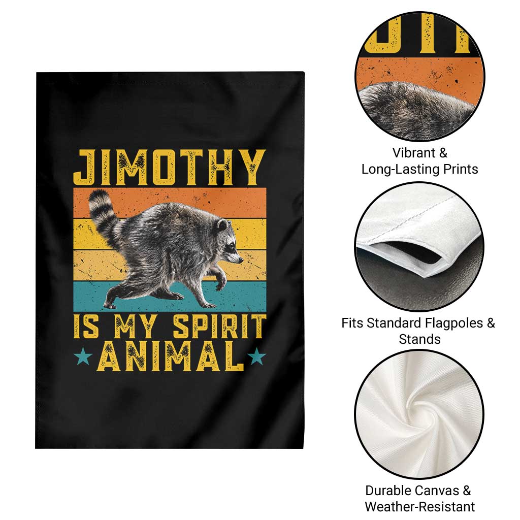 Jimothy Is My Spirit Animal Seattle Raccoon Lover Garden Flag Retro Sunset Viral Ballard Trash Panda Graphic