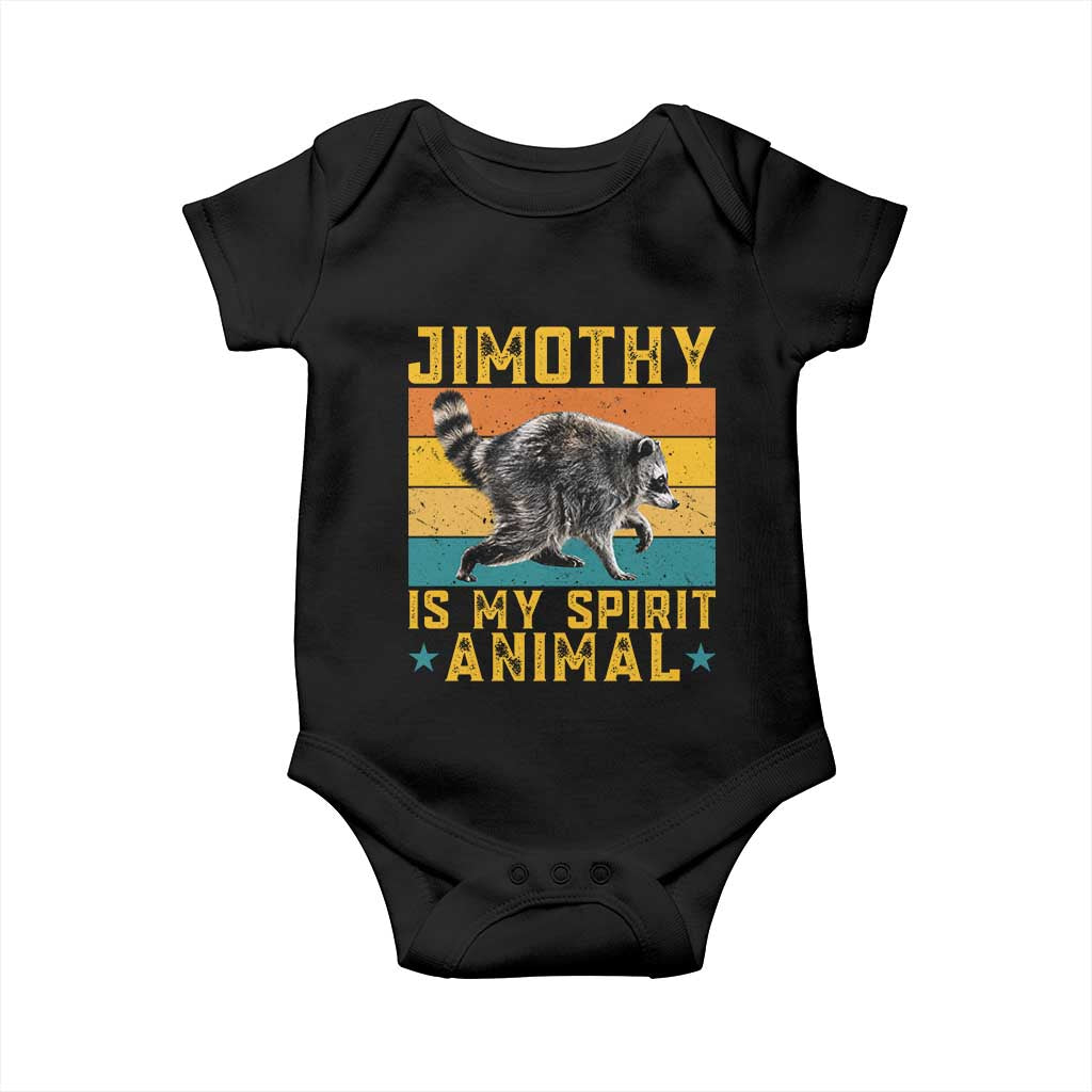 Jimothy Is My Spirit Animal Seattle Raccoon Lover Baby Onesie Retro Sunset Viral Ballard Trash Panda Graphic TS02 Black Print Your Wear