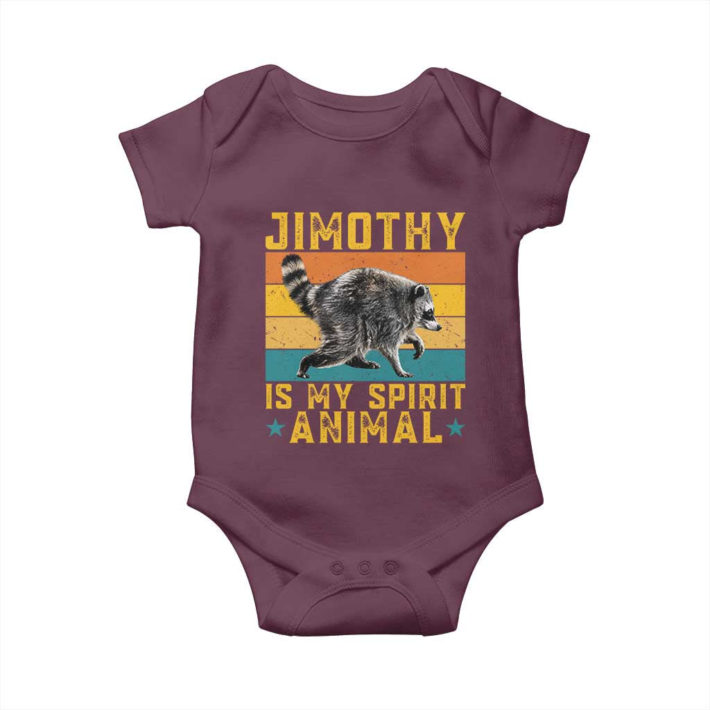 Jimothy Is My Spirit Animal Seattle Raccoon Lover Baby Onesie Retro Sunset Viral Ballard Trash Panda Graphic