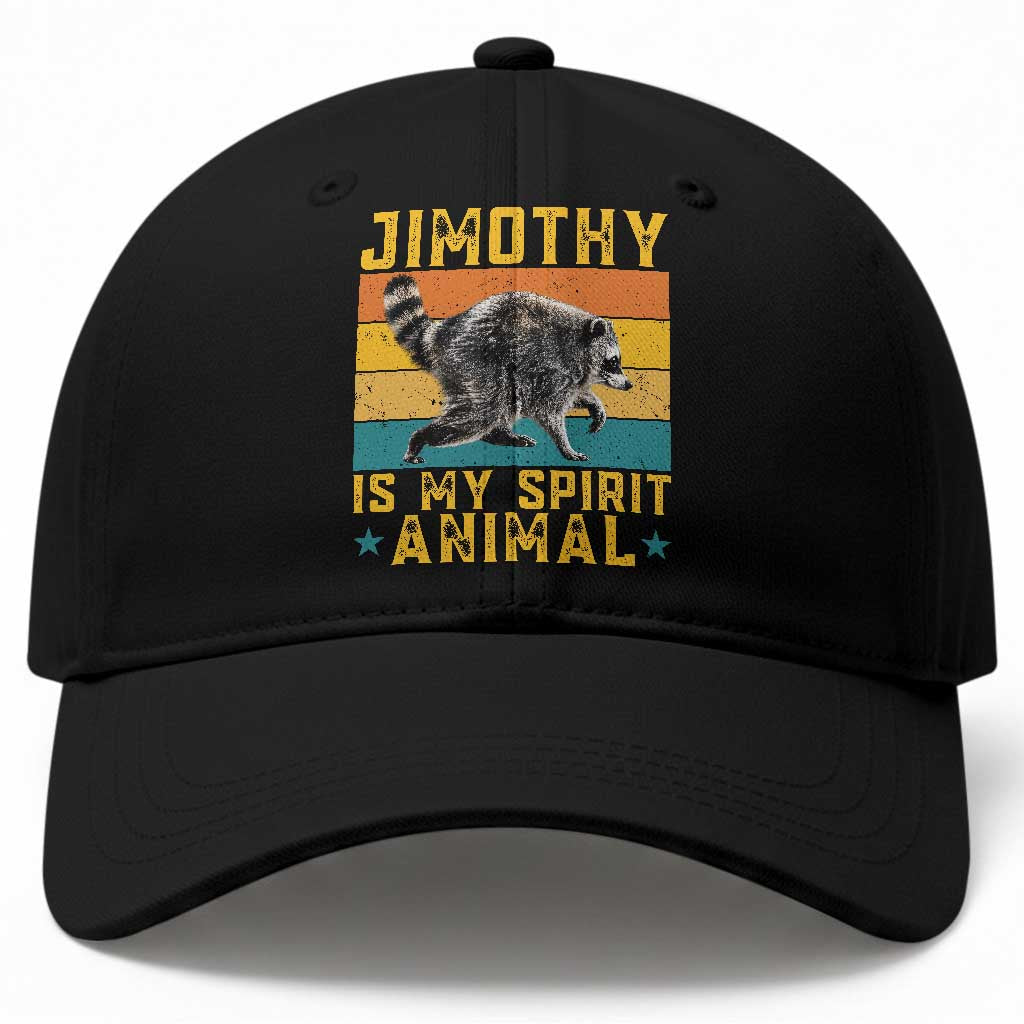 Jimothy Is My Spirit Animal Seattle Raccoon Lover Baseball Cap Retro Sunset Viral Ballard Trash Panda Graphic TS02 Print Your Wear