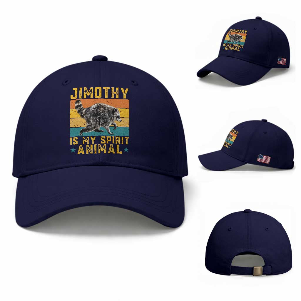 Jimothy Is My Spirit Animal Seattle Raccoon Lover Baseball Cap Retro Sunset Viral Ballard Trash Panda Graphic