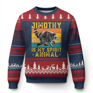 Jimothy Is My Spirit Animal Seattle Raccoon Lover Ugly Christmas Sweater Retro Sunset Viral Ballard Trash Panda Graphic