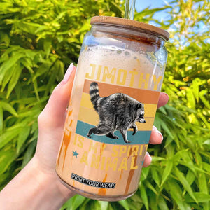 Jimothy Is My Spirit Animal Seattle Raccoon Lover Glass Can Retro Sunset Viral Ballard Trash Panda Graphic