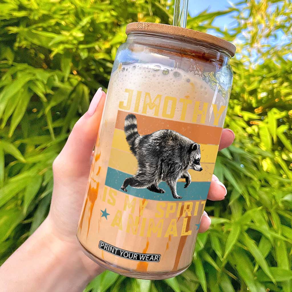 Jimothy Is My Spirit Animal Seattle Raccoon Lover Glass Can Retro Sunset Viral Ballard Trash Panda Graphic TS02 Black Print Your Wear