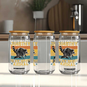 Jimothy Is My Spirit Animal Seattle Raccoon Lover Glass Can Retro Sunset Viral Ballard Trash Panda Graphic