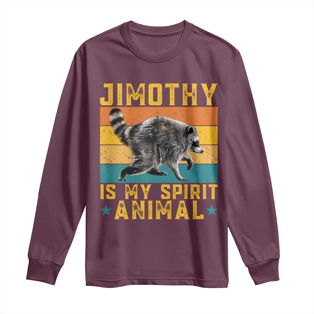 Jimothy Is My Spirit Animal Seattle Raccoon Lover Long Sleeve Shirt Retro Sunset Viral Ballard Trash Panda Graphic