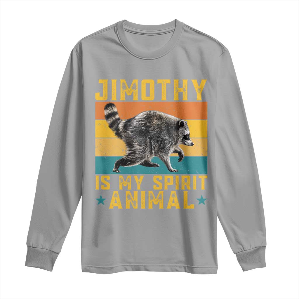 Jimothy Is My Spirit Animal Seattle Raccoon Lover Long Sleeve Shirt Retro Sunset Viral Ballard Trash Panda Graphic