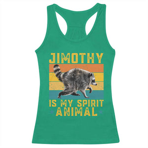 Jimothy Is My Spirit Animal Seattle Raccoon Lover Racerback Tank Top Retro Sunset Viral Ballard Trash Panda Graphic