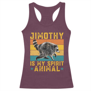 Jimothy Is My Spirit Animal Seattle Raccoon Lover Racerback Tank Top Retro Sunset Viral Ballard Trash Panda Graphic