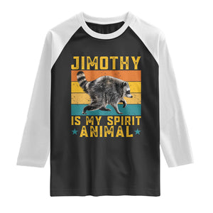 Jimothy Is My Spirit Animal Seattle Raccoon Lover Raglan Shirt Retro Sunset Viral Ballard Trash Panda Graphic